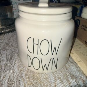 Rae Dunn White 'Chow Down' Canister